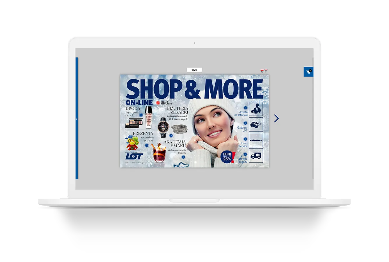 Sklep internetowy LOT Shop & More na ekranie laptopa