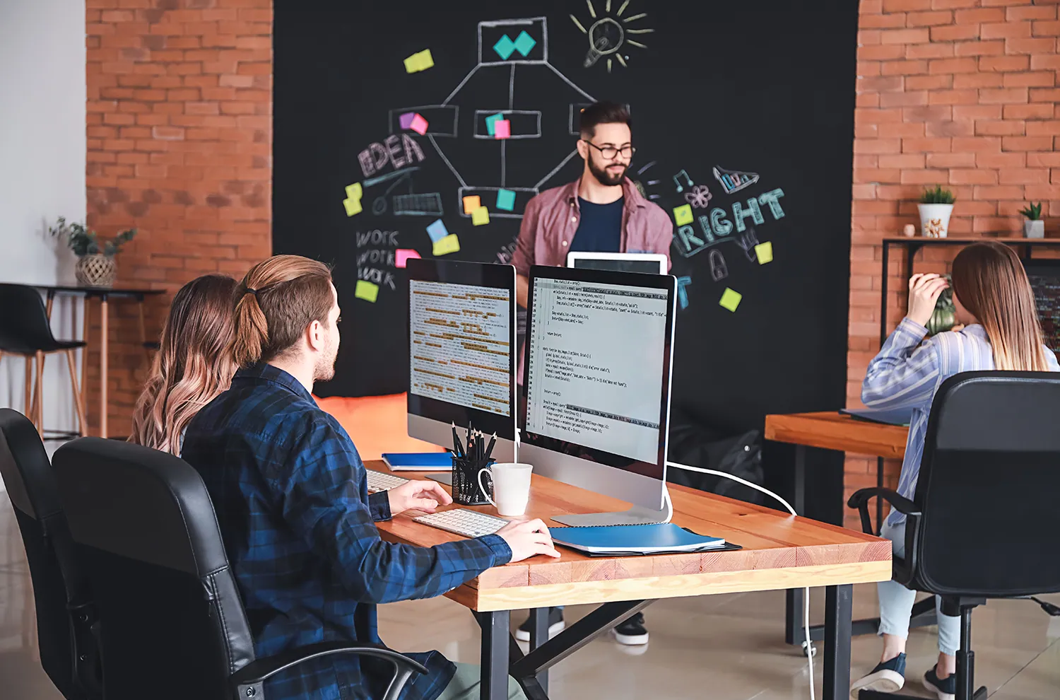 Software house składa się z designerów, developerów, testerów i osób odpowiedzialnych za prowadzenie projektów.